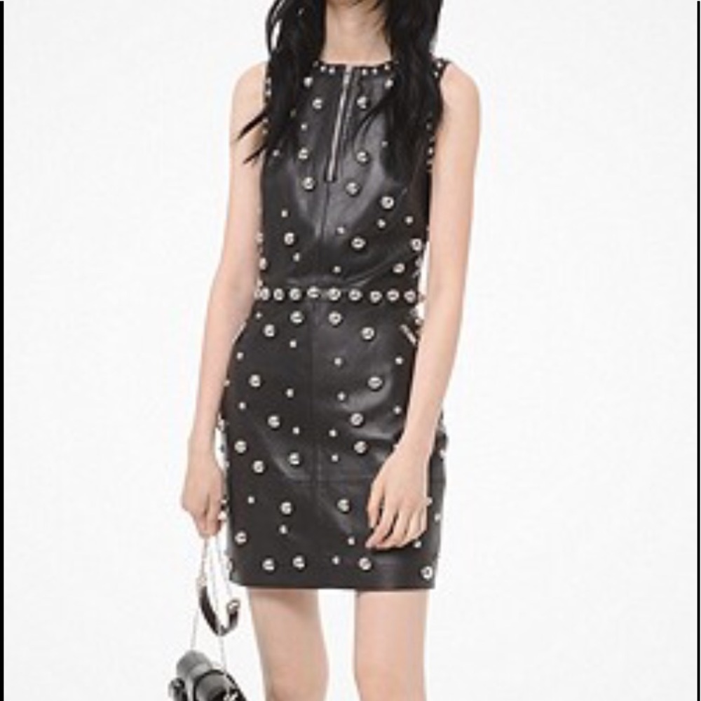 Michael Kors Leather Dome Studded Dress